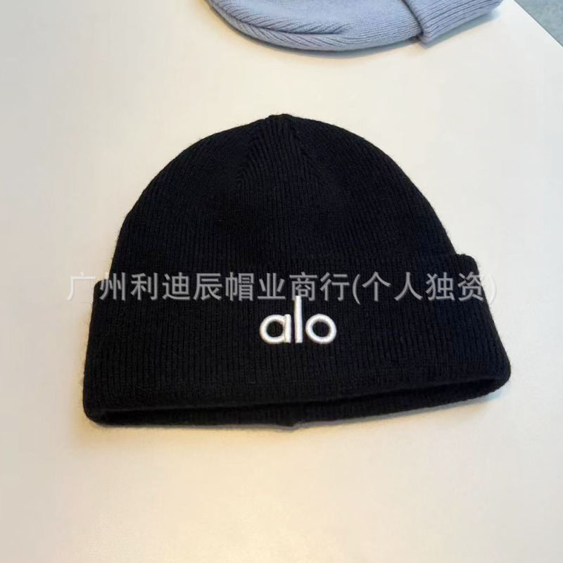 新しいニット帽〜alo秋冬ニット帽多用途暖かい厚みのある高弾性帽子スポーツ防風刺繍防寒帽子|undefined