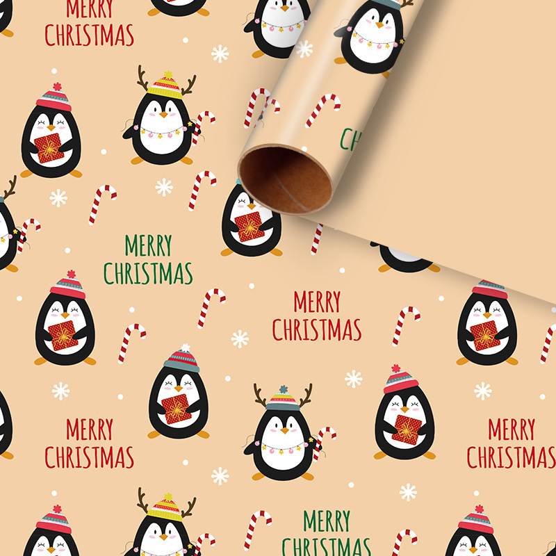 新しいクリスマスプレゼント紙漫画クリスマスプレゼント包装紙サンタクロースヘラジカ生花紙メーカー卸売り|undefined