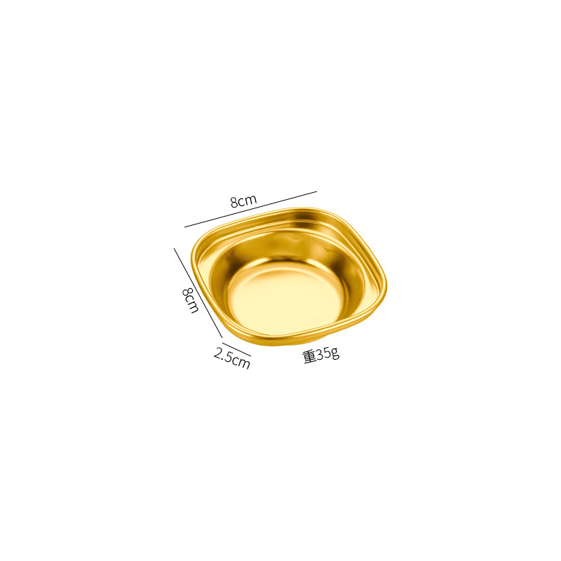Plato de condimento de acero inoxidable dorado engrosado compartimiento pequeño plato coreano barbacoa plato de inmersión al aire libre camping vajilla plato de sabor image 19