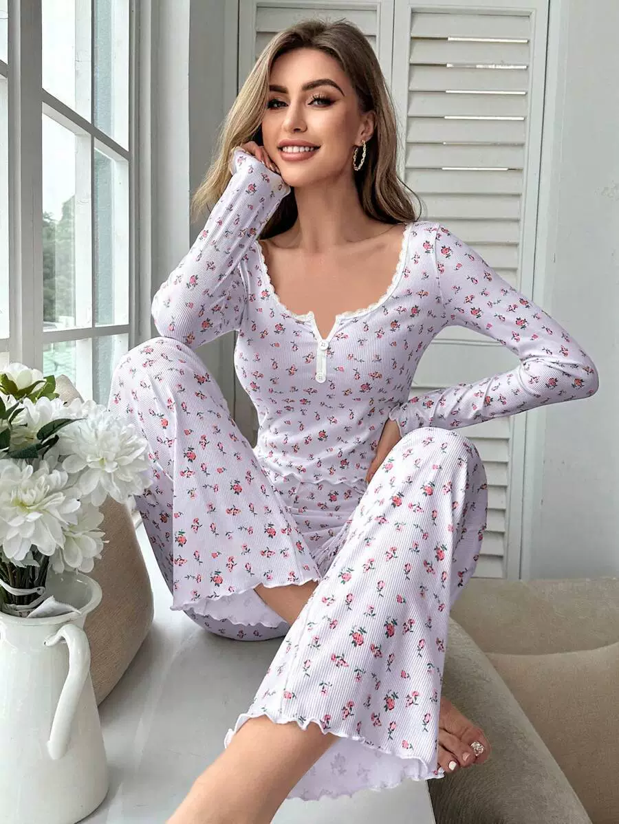 (ПартнORB торговля), демисезонная sexy пижама, длинный рукав для отдыха, брюки, комплект, европейский стиль