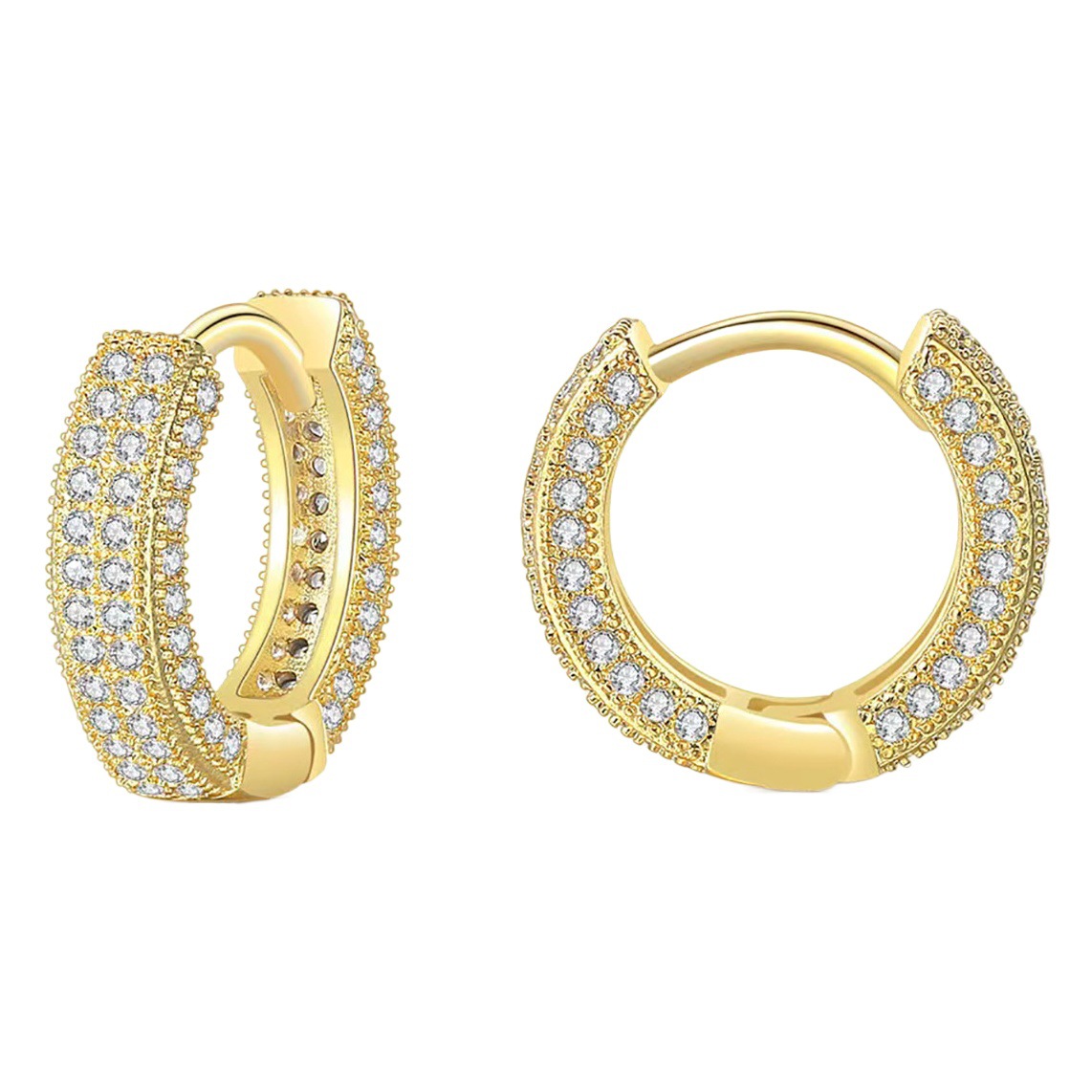 Pendientes populares transfronterizos HOOP con diamantes completos Pendientes clásicos de hip-hop europeos y americanos para hombres y mujeres, pendientes circulares universales personalizados para mujeres