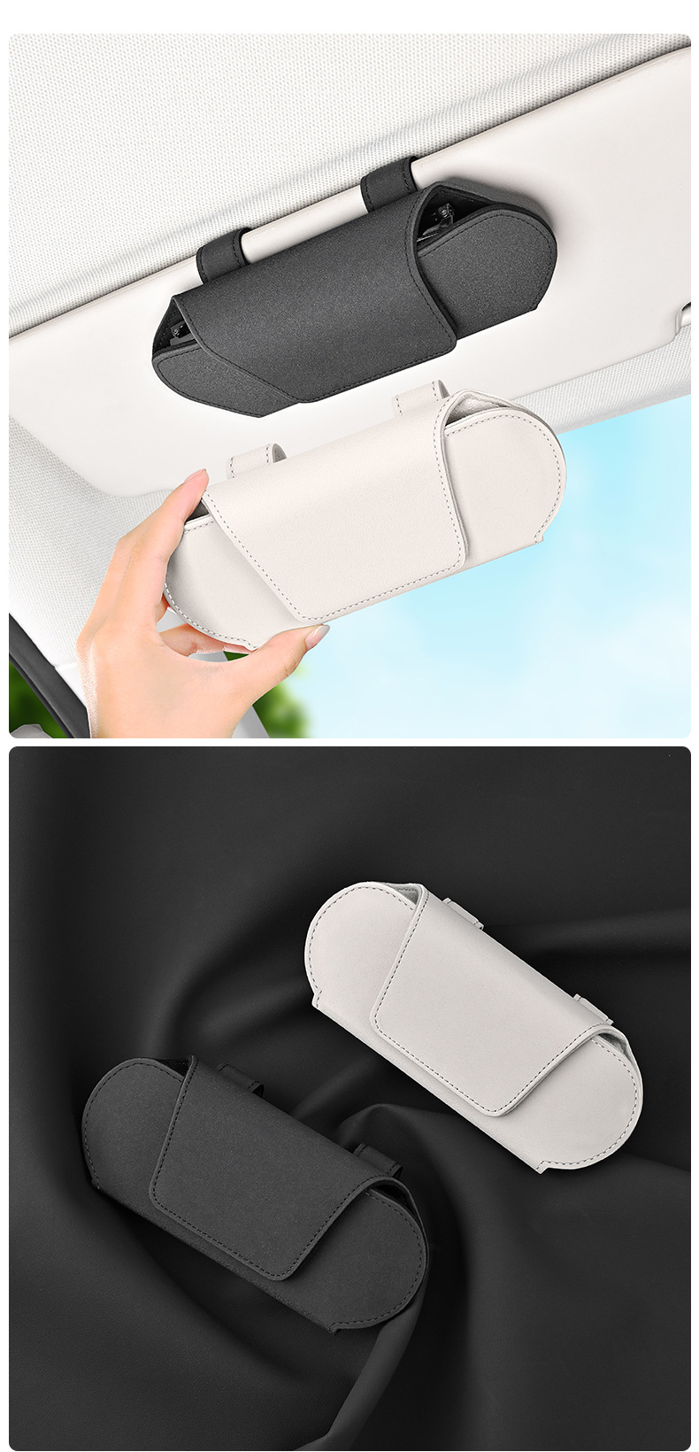 Car Magnetic Glasses Holder, Portable Multifunctional Sun Visor Sunglasses Holder Storage Box