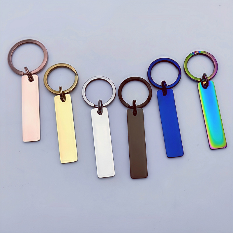 Factory Direct Sales Titanium Steel Key Tag 304 Stainless Steel Blank Strip DIY Engraving Commemorative Tag Metal Anti-Lost Tag
