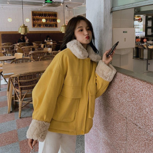Cotton-padded Coat Cotton-padded Coat Women's Autumn and Winter New Korean-style Loose Japanese-style Young-aged Student Lamb Plush Thickened Coat ins Trendy