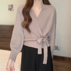 女性のためのショートニットカーディガン春服 2025 新しいメイラードウェアセータージャケット不規則なトップハイエンド
