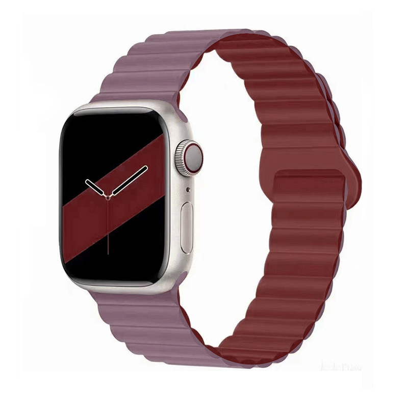 Correa de reloj de silicona bicolor adecuada para Apple iwatchs11, correa de reloj inteligente s10ultra con hebilla magnética