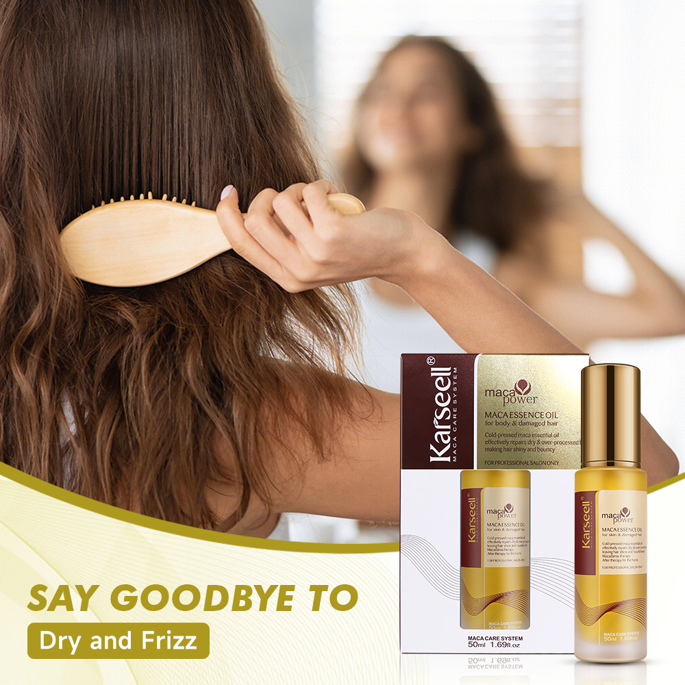 Karseell Aceite esencial para el cuidado del cabello marroquí original Hidratante Aceite para el cabello con frizz seco Suaviza la cola del cabello Aceite esencial para el cuidado del cabello Maca