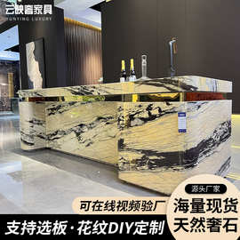 巴西产地奢石岛台餐桌意式简约大理石一体式储物岛台桌台厂家定制