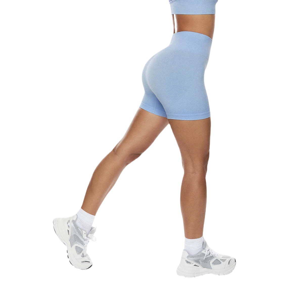 2022INS nuevo europeo y americano transfronterizo ropa de yoga sin costuras deportes fitness manga corta cintura alta cadera pantalones traje