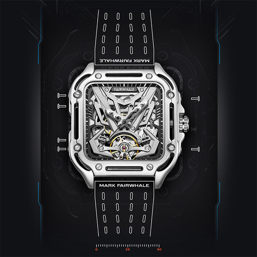 Mark Huafei brand watch men's fully automatic mechanical watch wholesale square large dial tourbillon waterproof watch