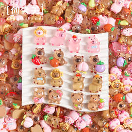 夜光可爱卡通卡皮巴拉水豚混款树脂饰品配件diy配饰奶油胶盲袋