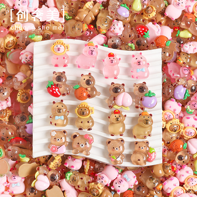 Luminous Cute Cartoon Kappibala Capybara Mixed Resin Jewelry Accessories Diy Accessories Cream Glue Blind Bag