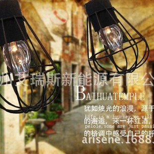 Retro metal iron cover solar lamp string lantern size (light source: warm white light, size: 3.8 meters 10 lights)
