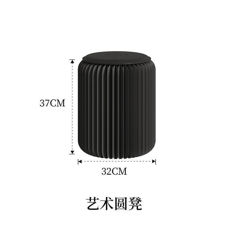 現物卸売り円柱折り畳み腰掛け家庭用純色折り畳み可能携帯収納ネット赤円形児童腰掛け|undefined