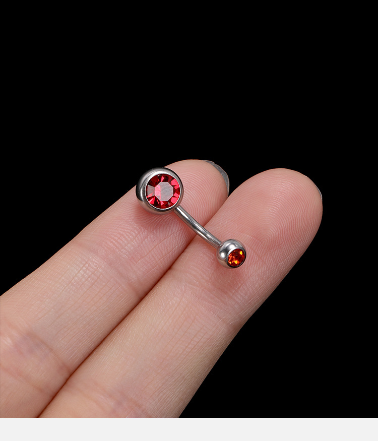Titanium Steel Belly Button Ring Double Headed Zircon Navel Ring Set Stainless Steel Fake Nail Piercing detail image 10