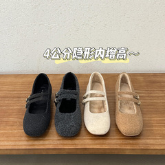 MUKEKe韩版百搭玛丽珍鞋仙女风单鞋保暖加绒内增高双扣带棉鞋软底