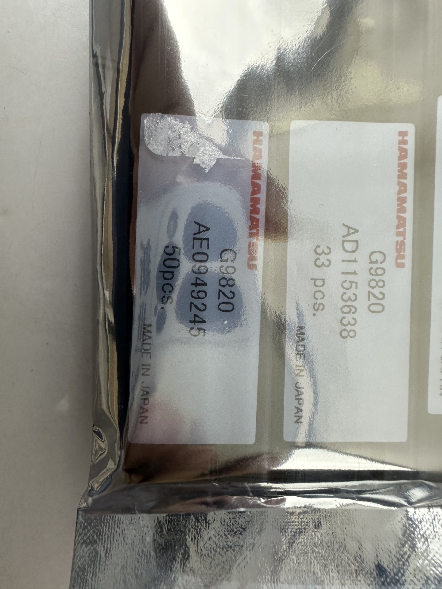 HAMAMATSU滨松       InGaAs         PIN光电二极管 G9820