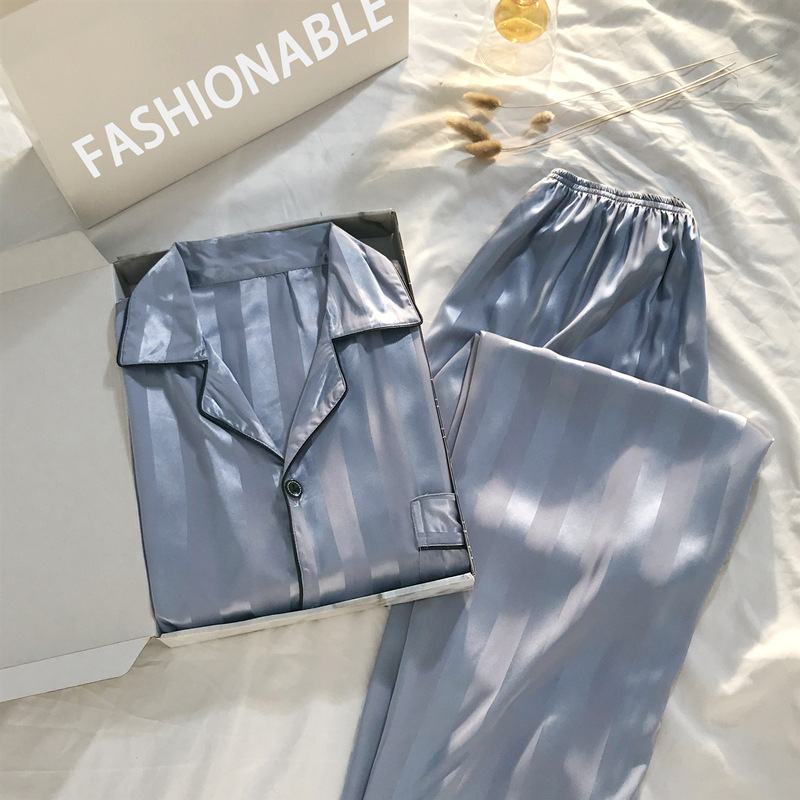 자카드 그레이 블루 여성 긴