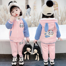 女童冬装三件套新款洋气韩版1-5岁6小童加绒加厚女宝宝秋冬季外套