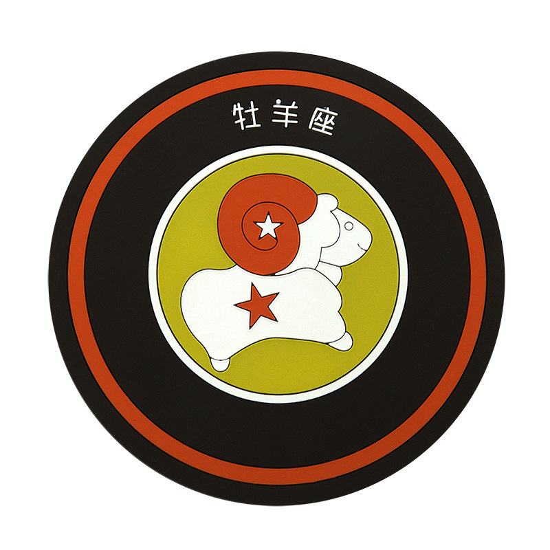 Creativo de dibujos animados doce constelación montaña PVC de goma suave antideslizante estera taza de té de silicona redonda estera de aislamiento