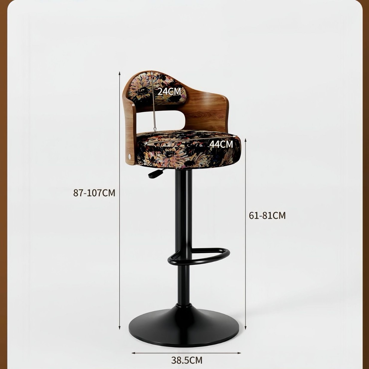 Black frame + floral cloth cushion
