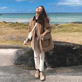 美拉德风灯芯绒90白鸭绒羽绒服女2025冬季新款韩系慵懒风保暖外套