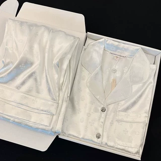 睡衣女春秋2025新款冰丝长袖开衫网红套装夏季高级感轻奢家蚕维丝