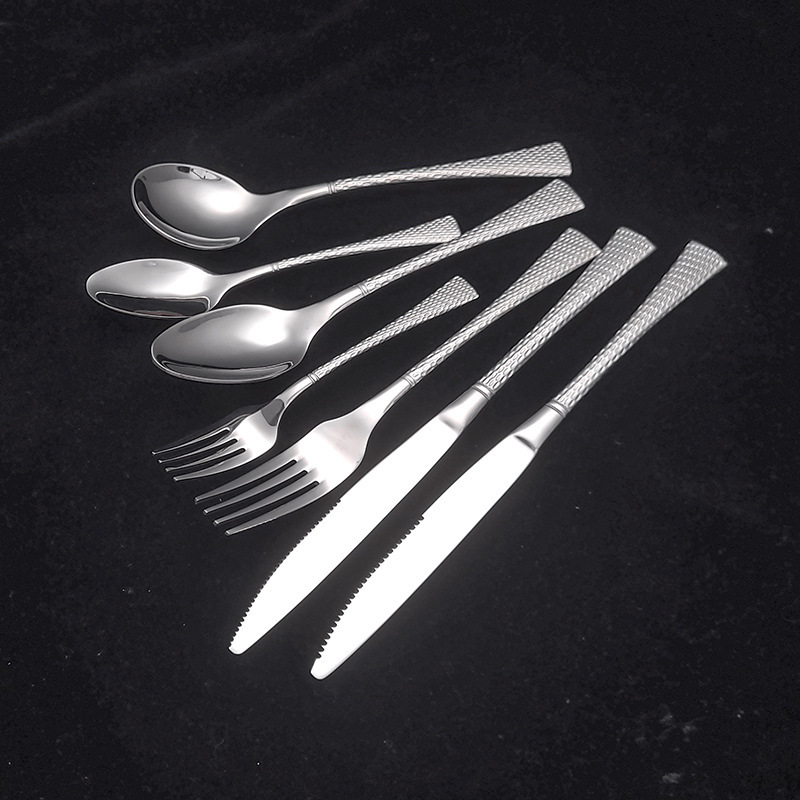 Cross-Border Stainless Steel Knife, Fork and Spoon Snake Pattern Tableware Hotel Creative Steak Knife and Fork Restaurant Fish Scale Western Food Tableware Set