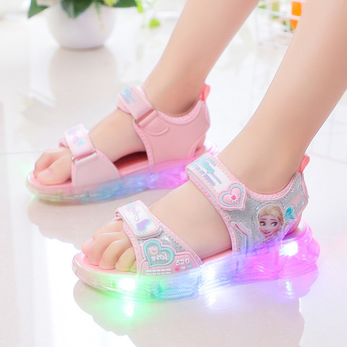 Dachang Liushui children's sandals fashion princess girls casual sports students flash running breathable beach shoes