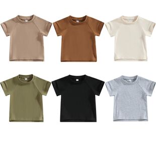 Toddler Boys Girls Summer Clothes Baby Solid Color T Shirts