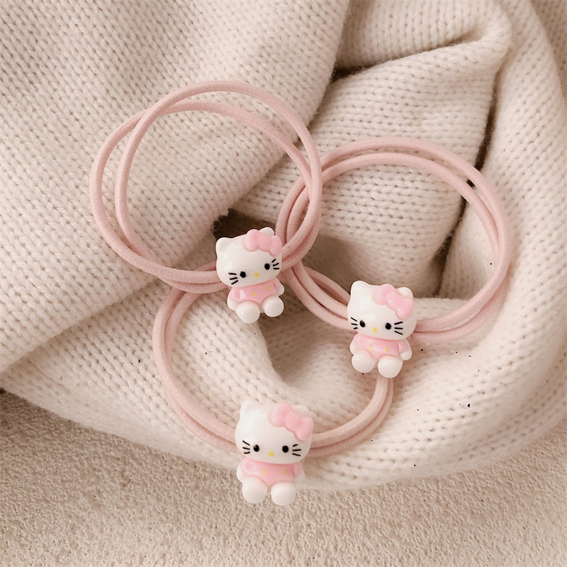 Dibujos animados lindo gatito cuerda para el cabello simple ins girl lazo para el cabello con banda de goma para el cabello salvaje cuerda para el cabello Mori accesorios para el cabello