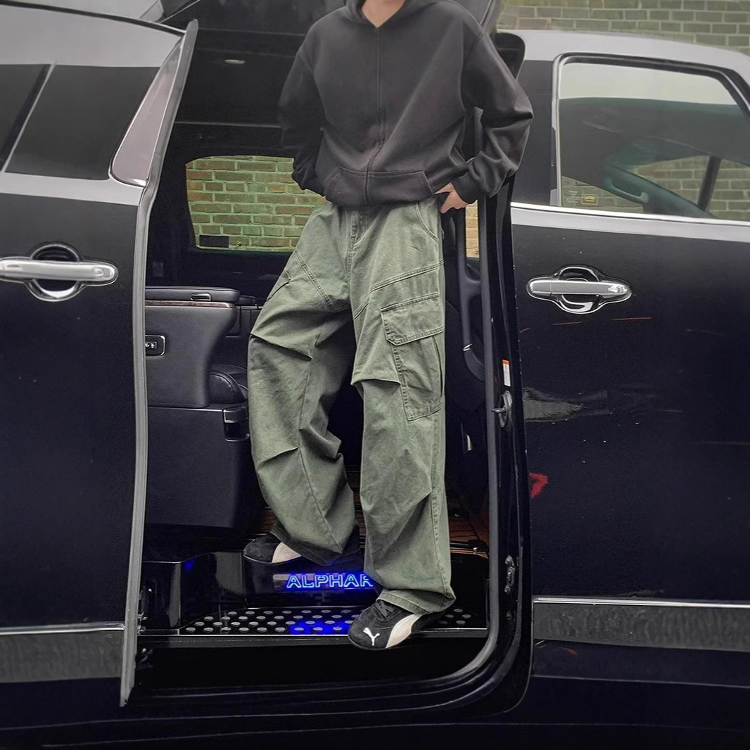 Men's Cargo Pants 2025 Spring New American Retro Large Pocket Stylish Trendy Loose Straight Casual Long Pants