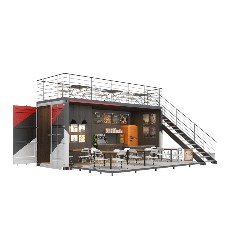 Contenedor tienda móvil doble calle comercial café con leche tienda de té área escénica contenedor móvil quiosco