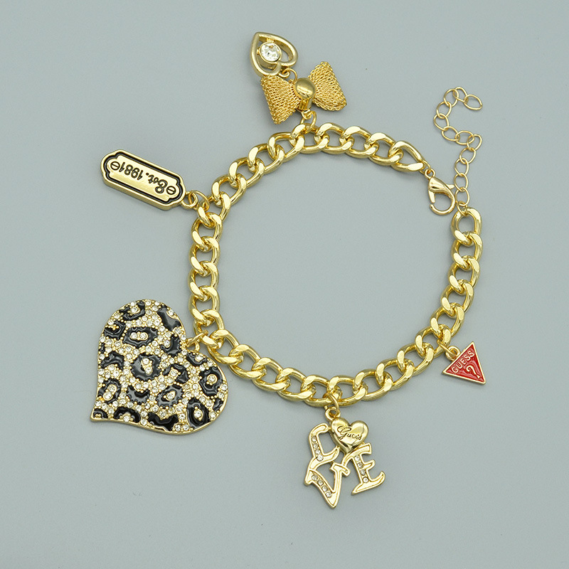 European and American Cross-Border Leopard Print Heart Pendant Luxury Bracelet, Niche Design, Fashionable and Versatile, Elegant Bracelet, One-Piece Drop Shipping European and American Cross-Border Leopard Print Heart Pendant Luxury Bracelet, Niche Design, Fashionable and Versatile, Elegant Bracelet, One-Piece Drop Shipping