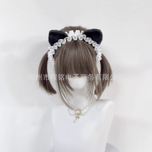 Cheng Ming wig female wave head net red little Luo lolita natural wig neat bangs double ponytail short hair 30cm