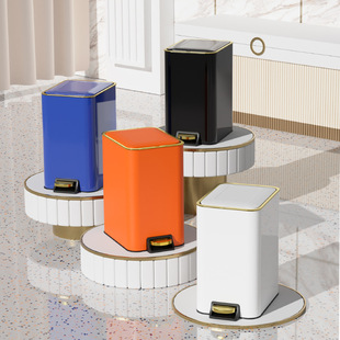 Creative Light Luxury Living Room Toilet Bathroom Crevice Foot with Lid Bedroom Stainless Steel Pedal Trash for Household