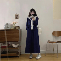 大码女装学院风假两件卫衣三件套秋季胖MM显瘦披肩上衣半身裙套装