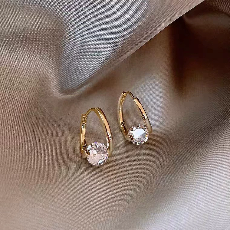 Earrings Korean Style, Micro-Set CZ Stone, Simple Elegant Small Design