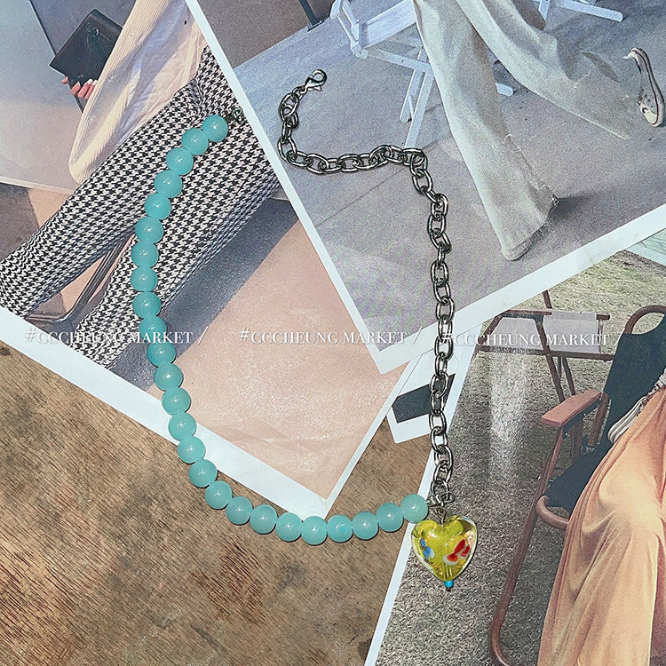 15g Weight Alloy Pendant Material Pendant Necklace Classification Alloy, Plastic Chain Material Beaded Chain, ball chain Chain Type Holiday, Daily Occasion Alloy, Plastic Material Heart Shape Pattern All Seasons Season Women's Gender Plating Design Elegant, Retro Style Elegant Retro Heart Shape Alloy Plastic Beaded Chain Ball Chain Beaded Necklaces Wholesale 8