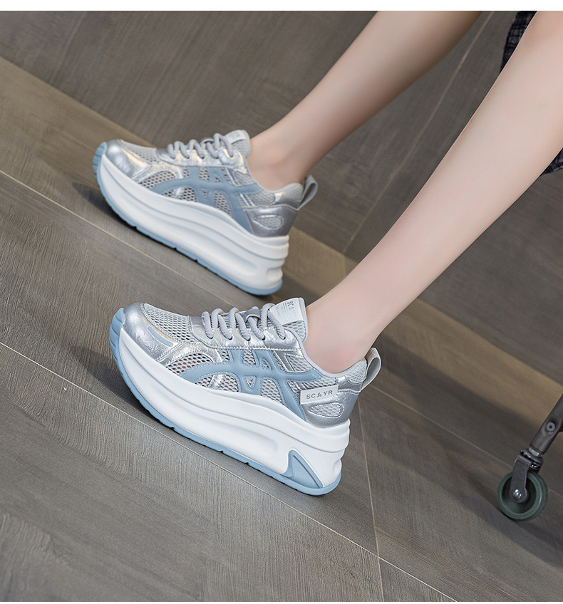 Giày sneaker nữ đế dày tăng chiều cao phong cách thể thao — M2852 be, M2852 xanh, M2852 vàng chi tiết 19