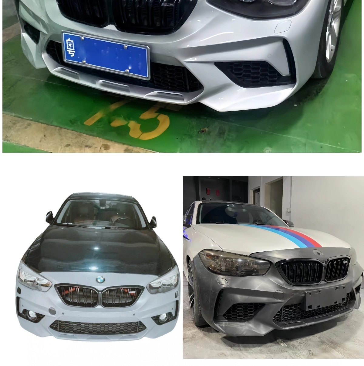 Suitable for BMW F20 modified M2C front bumper assembly, imported 1 Series hatchback body kit, front grille, front lip, front and rear parts