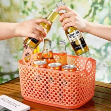 塑料仿藤编收纳筐零食玩具置物框家用衣服杂物整理神器桌面收纳篮