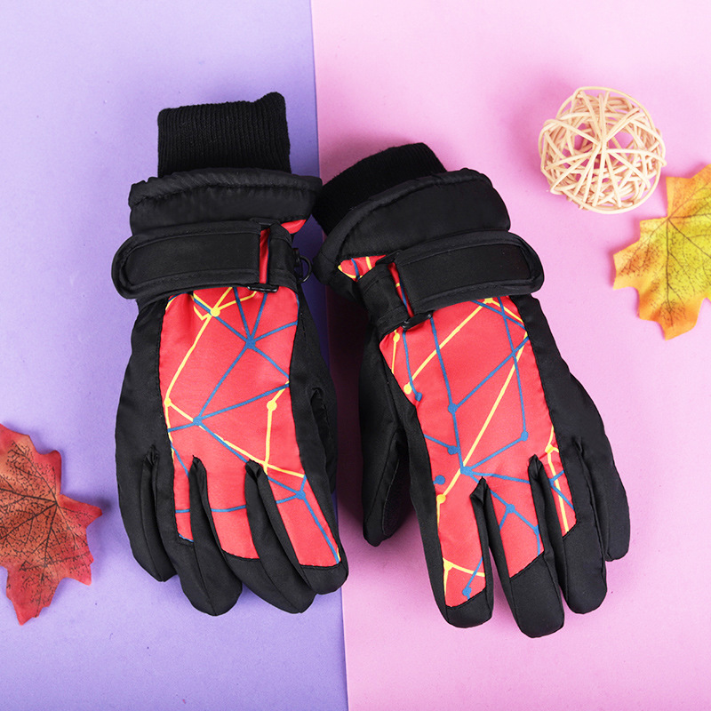 4-17 años de edad de los niños engrosada a prueba de frío impermeable a prueba de viento antideslizante cálido esquí nieve jugando guantes de algodón de invierno