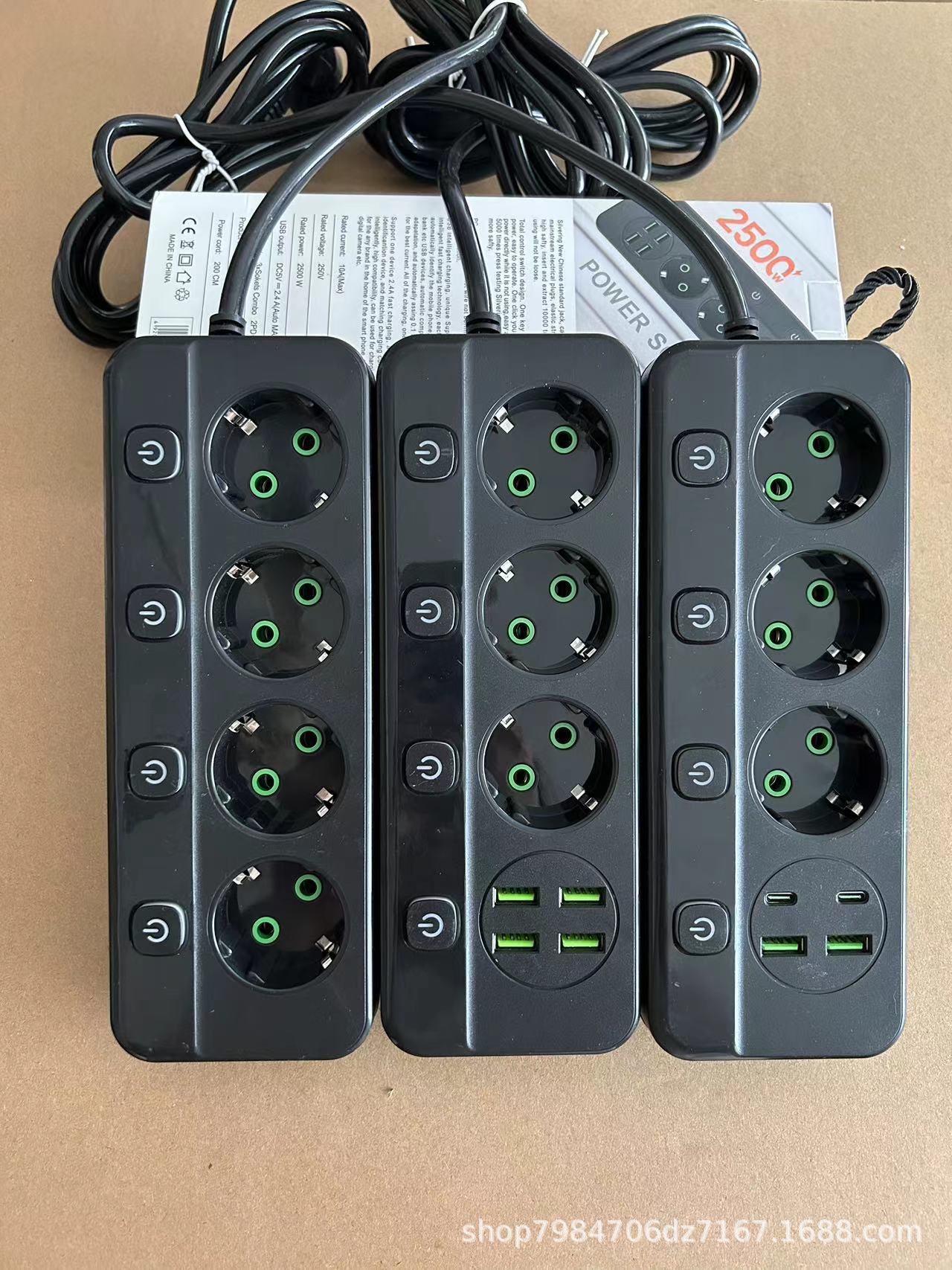 Placa de conexión de enchufe estándar europea para uso doméstico transfronterizo de venta directa con interruptor de control de enchufe de corriente USBType-C