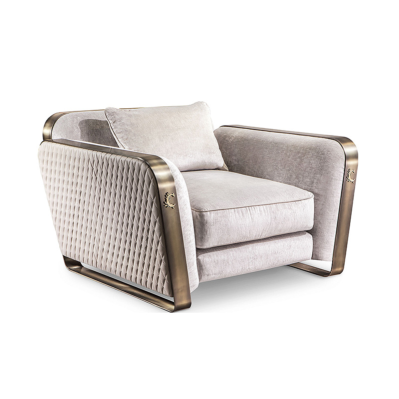 意式Cantori设计师扶手椅客厅真皮沙发椅创意网格格子沙发三人位