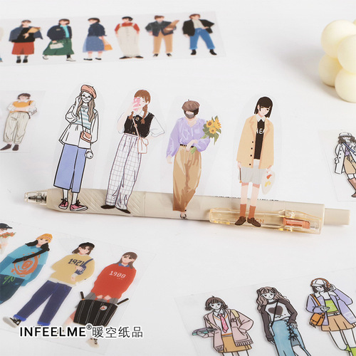 infeelme PET sticker set Gentle Old Days series Japanese casual girl handmade diary decoration material 3 pieces included