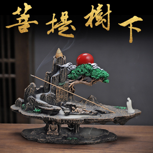Creative backflow incense burner resin retro flowing cloud incense burner entrance ornaments incense burner aromatherapy burner large mountain water burner