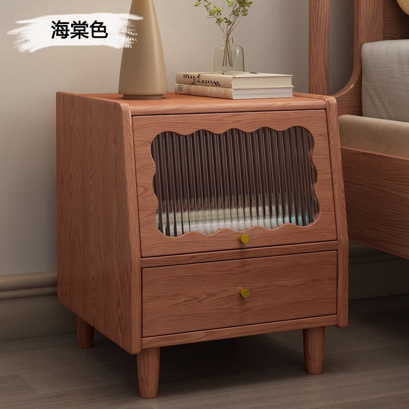 纯实木床头柜现代简约小型家用卧室中古风胡桃木色主卧床头柜实木|undefined