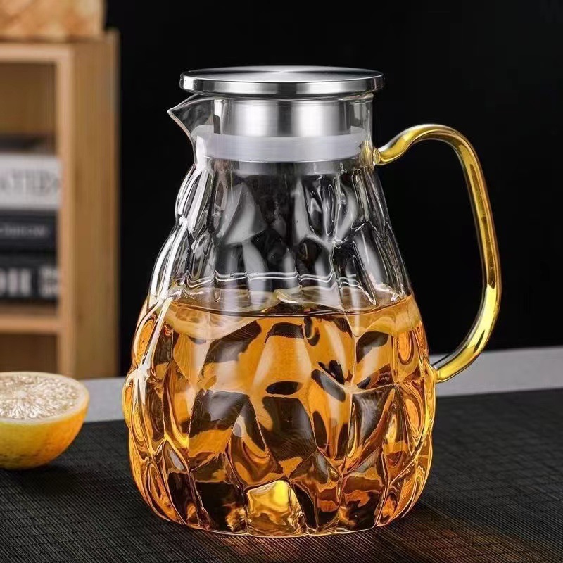 tetera doméstica de agua fría de gran capacidad bebida tetera de té tetera de agua fría tetera de vidrio de alto silicio tetera de vidrio resistente al calor tetera de té conchas