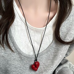 ロープ不規則な愛調節可能なネックレス韓国インファッションセーターチェーン秋と冬のニッチ多用途ネックレス女性用